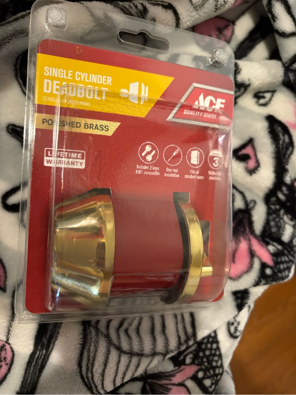 ACE Polished Brass Single Cylinder Deadbolt